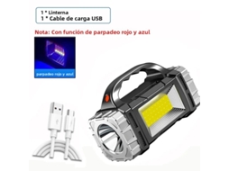 Lanterna Led Recarregável de Alta Potência, Multifuncional e Portátil, com Luz Lateral e À Prova D'água. MDUG (prateado)