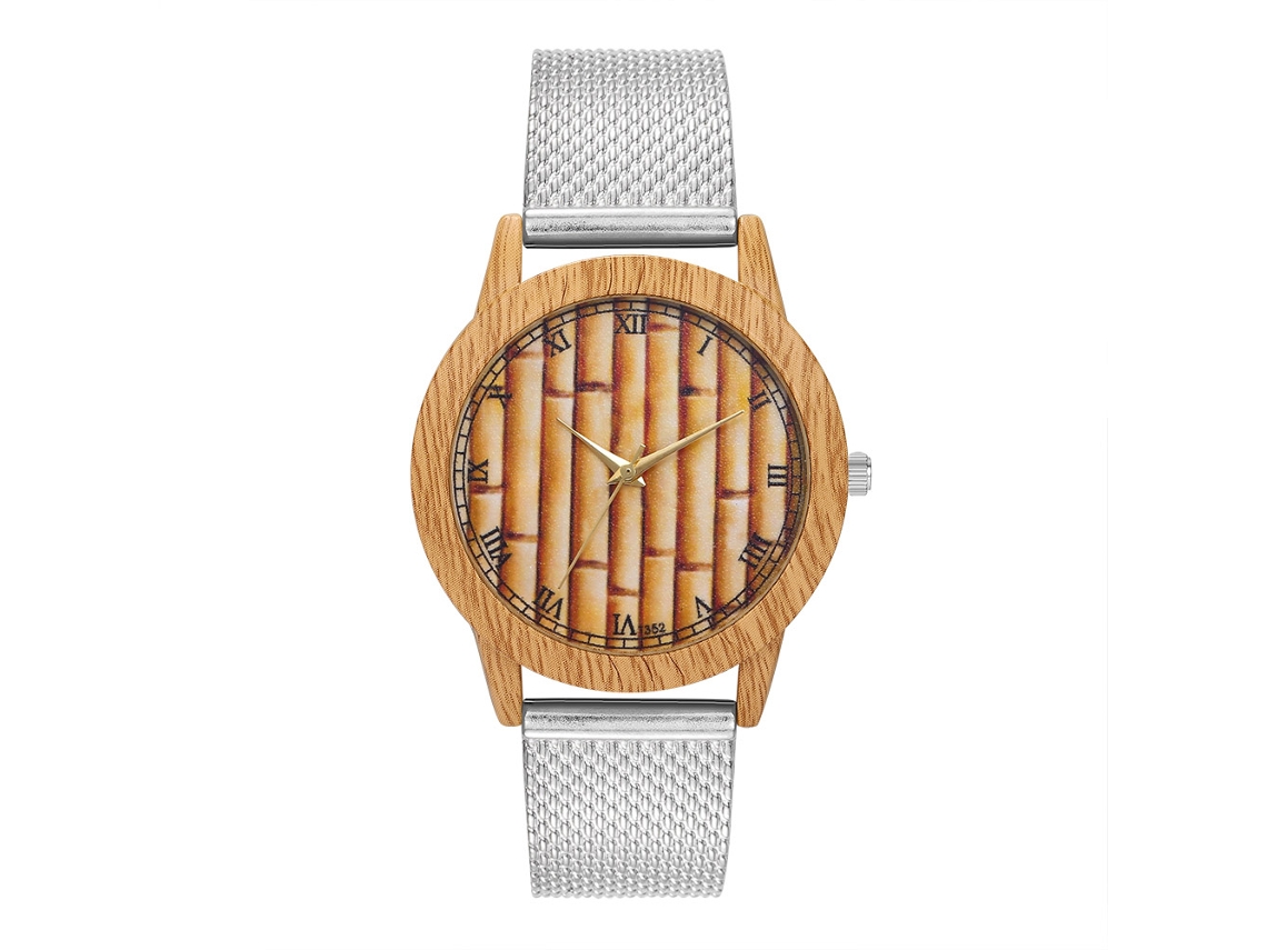 Relógio Feminino de Pulso de Quartzo com Pulseira de Malha Simples Elegeante Rosa Ouro Prata Preto