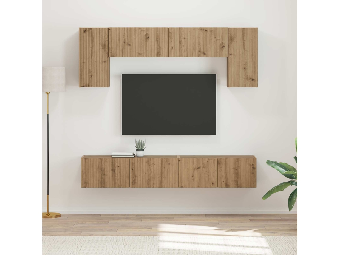 Vidaxl Conjunto De Móvel De Tv 4 Pcs Carvalho Artesanal