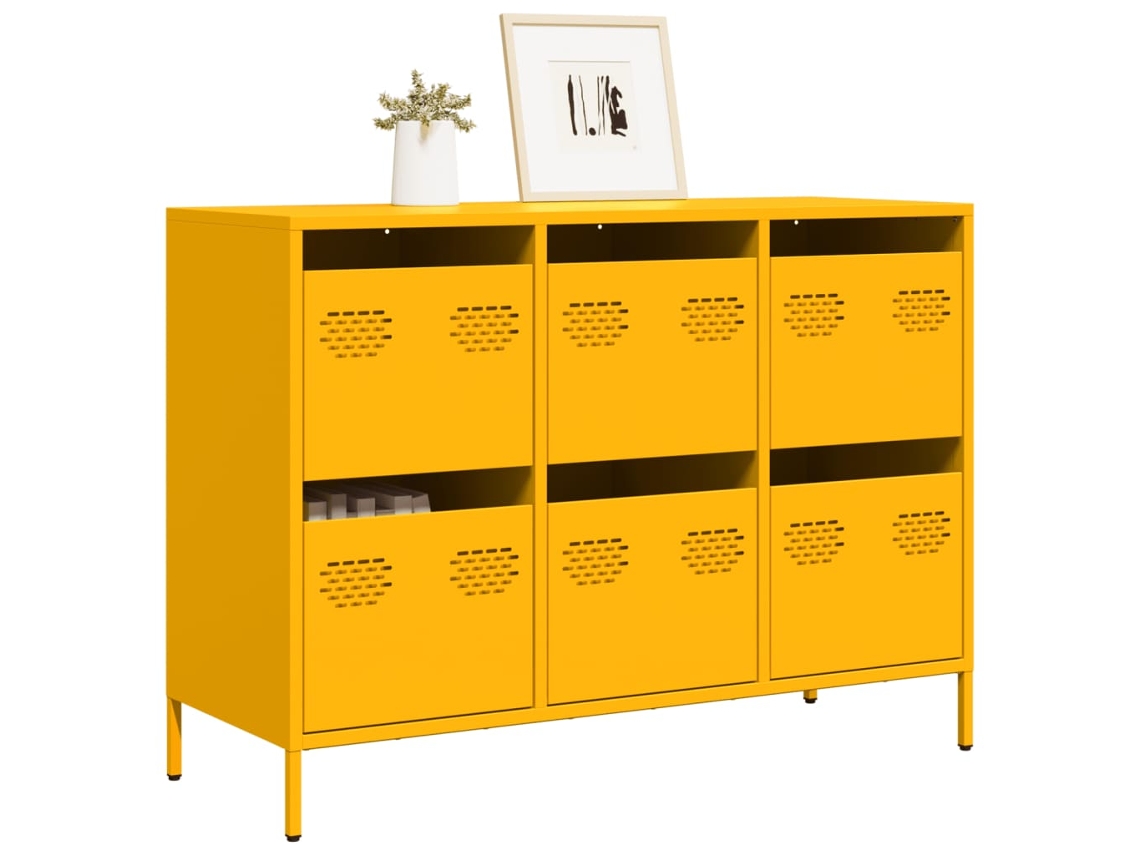 Vidaxl Aparador 101,5x39x73,5 Cm Aço Laminado A Frio Amarelo Mostarda