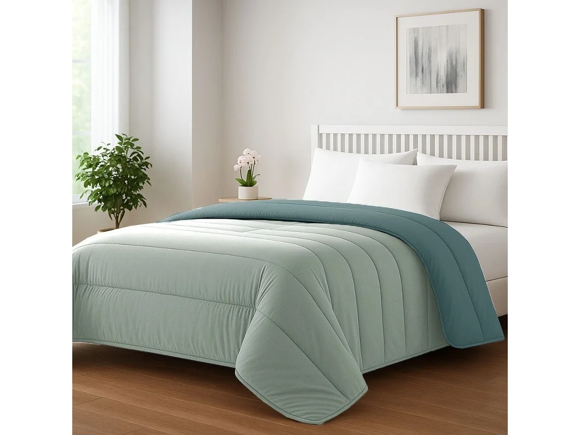 Edredão ONIRICA Bouty Face Cama Algodão Verde (220x240cm)