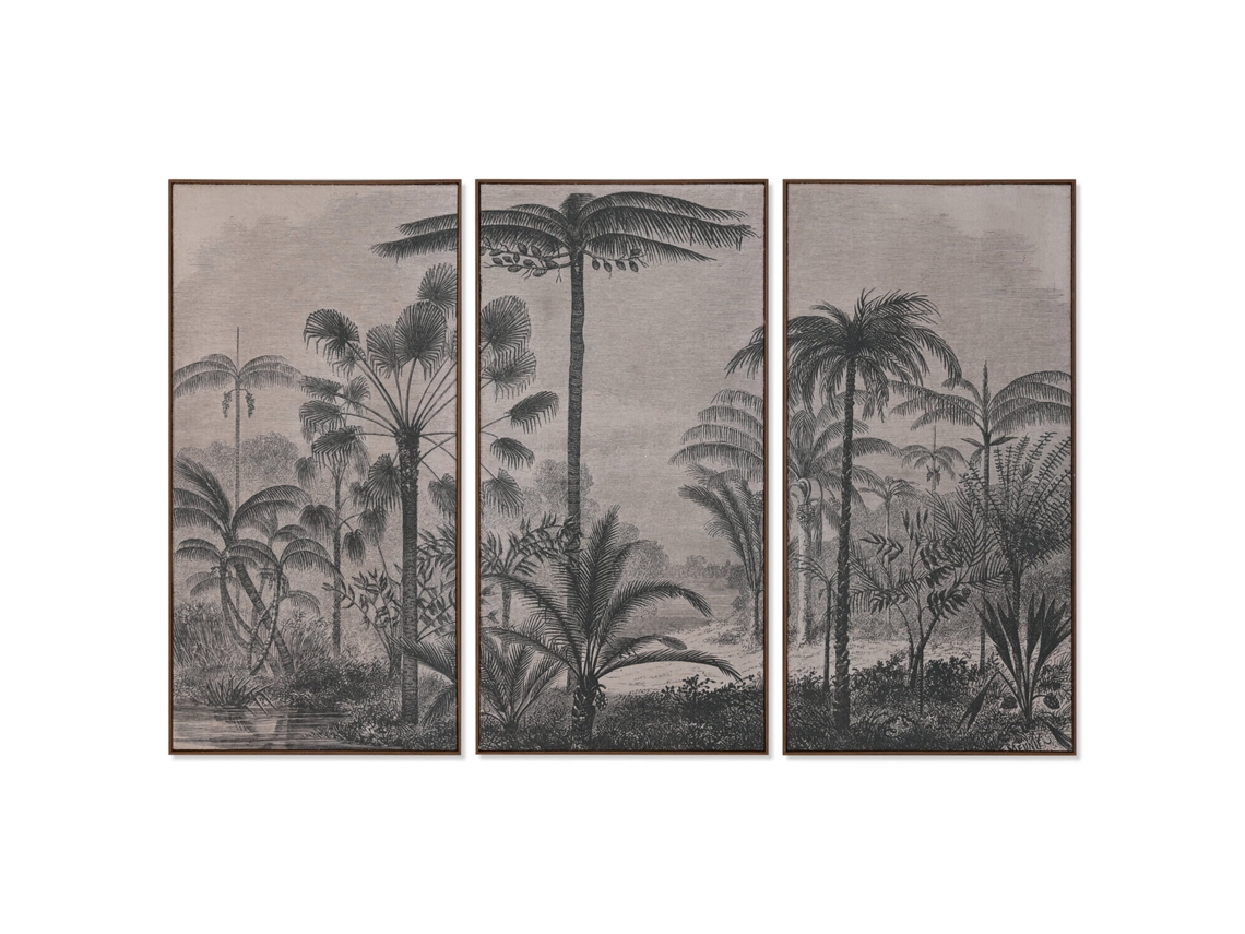 Conjunto de 3 Molduras de Juta com Palmeiras, 180x4x120cm ALEXANDRA HOUSE LIVING