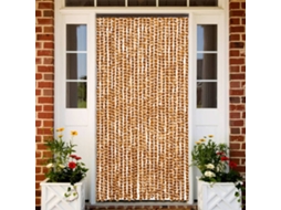 Vidaxl Cortina Anti-insetos 100x220 Cm Chenille Ocre E Branco