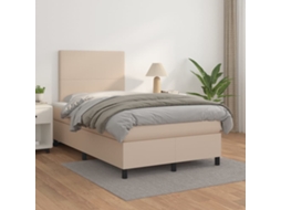 Vidaxl Cama Com Molas/colchão 120x200 Cm Couro Artificial Cappuccino