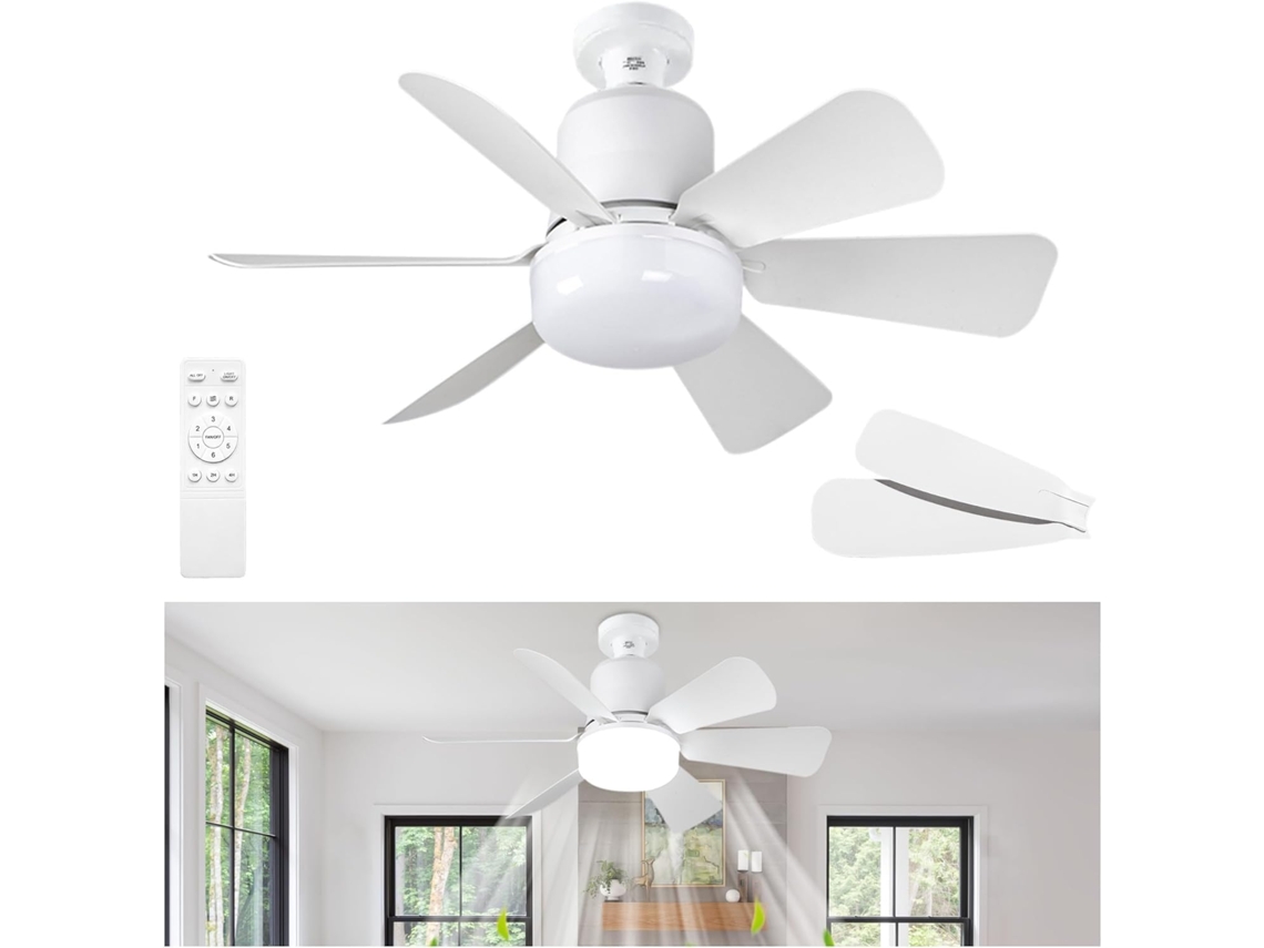 Ventilador De Teto Com Iluminação Integrada (1 Lâmpada), Branco,