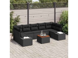 Vidaxl Conjunto De Sofá De Jardim 8 Unid. Preto Vime Pe