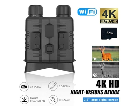 Binóculo de visão noturna WiFi 4K, óculos de visão noturna, ajuste infravermelho recarregável de 7 velocidades, telescópio digital 10x, 800M ALLONSCD