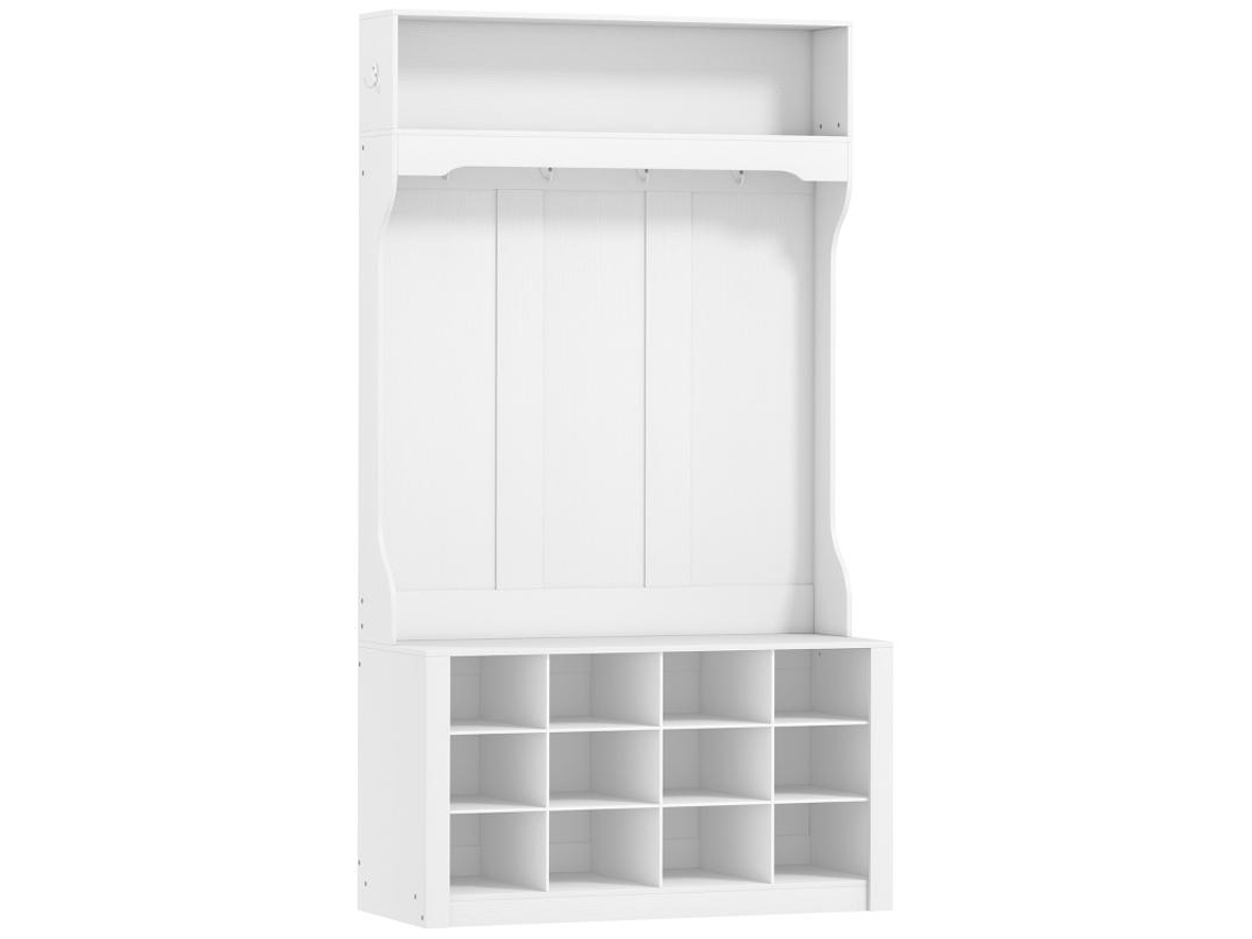 Guarda-roupa Com Prateleira, Banco, Ganchos, Compartimentos Para Sapatos, Aglomerado, Mdf, Branco