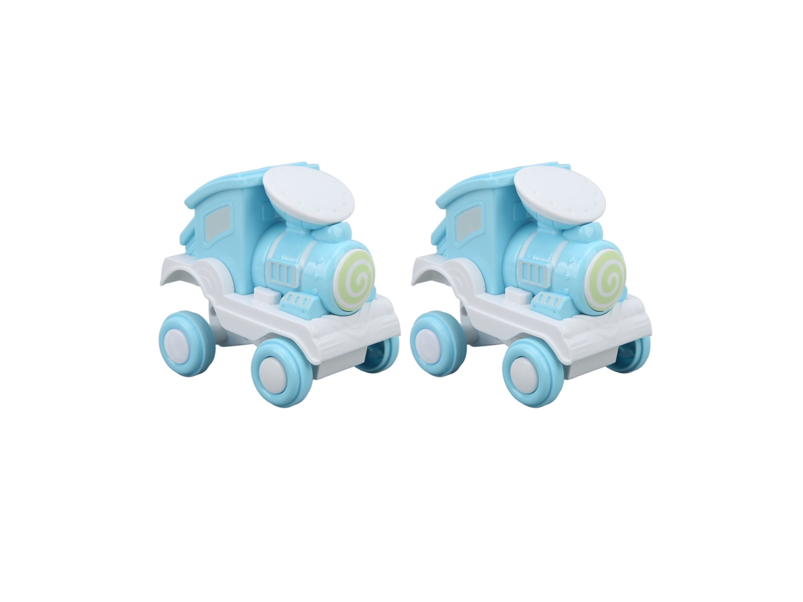 2 Peças Trem Brinquedo Press And Roll Plástico 360 Graus Stunt Flip Para Meninos Meninas Presente Azul