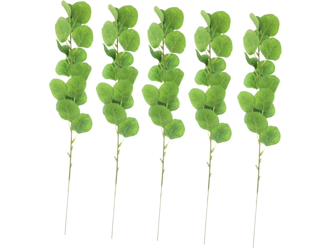 Conjunto De 5 Plantas Artificiais De Eucalipto Vibrante De Casa, Resistentes Ao Desgaste, Ambientes Gokoco