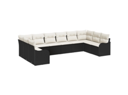 Conjunto 10.0 Sofá De Jardim Vidaxl Preto Vime Pe (344 X 177,5 X 85 Cm)