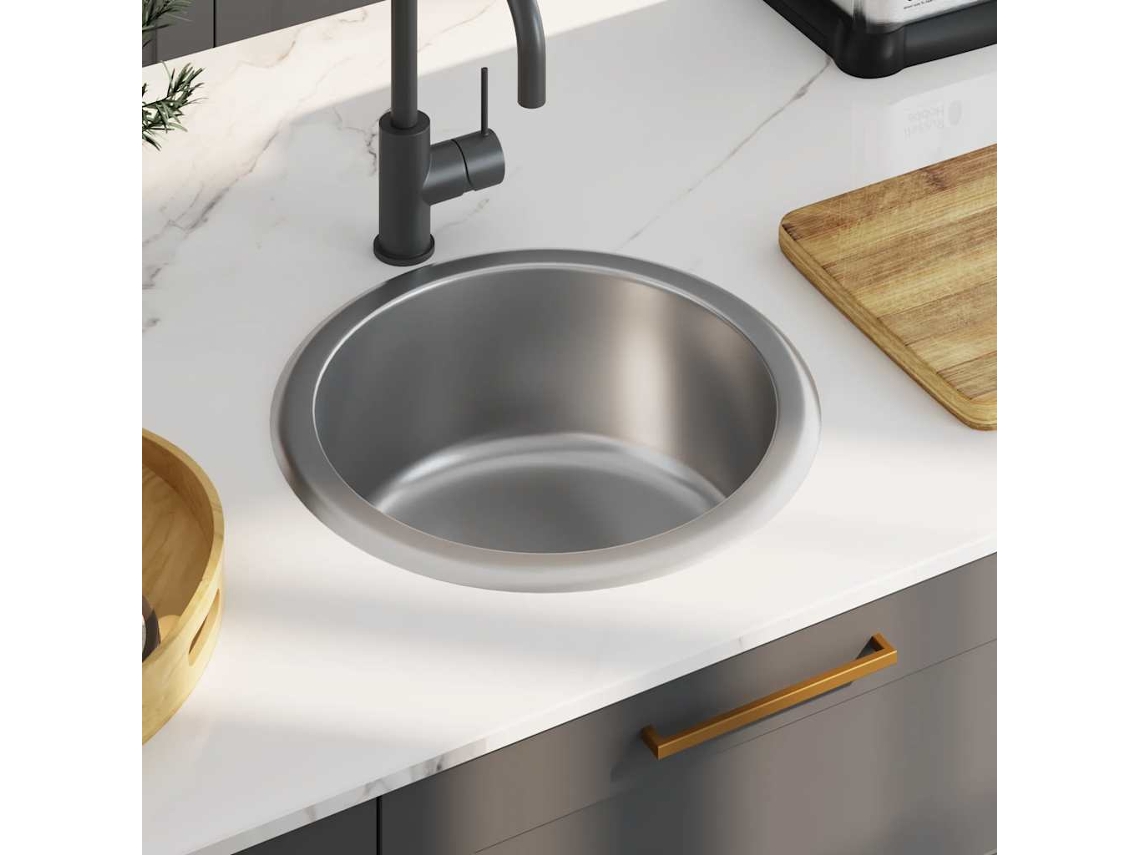 Vidaxl Lava-louças De Cozinha Com Ralo E Sifão Aço Inoxidável