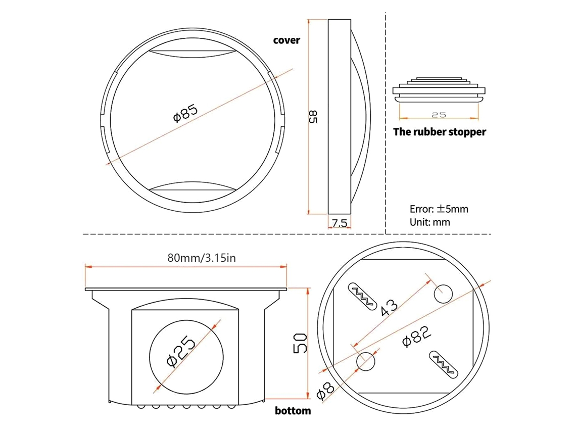 Caixa De Junção 2pcs Ip55 Redonda Plástica Abs