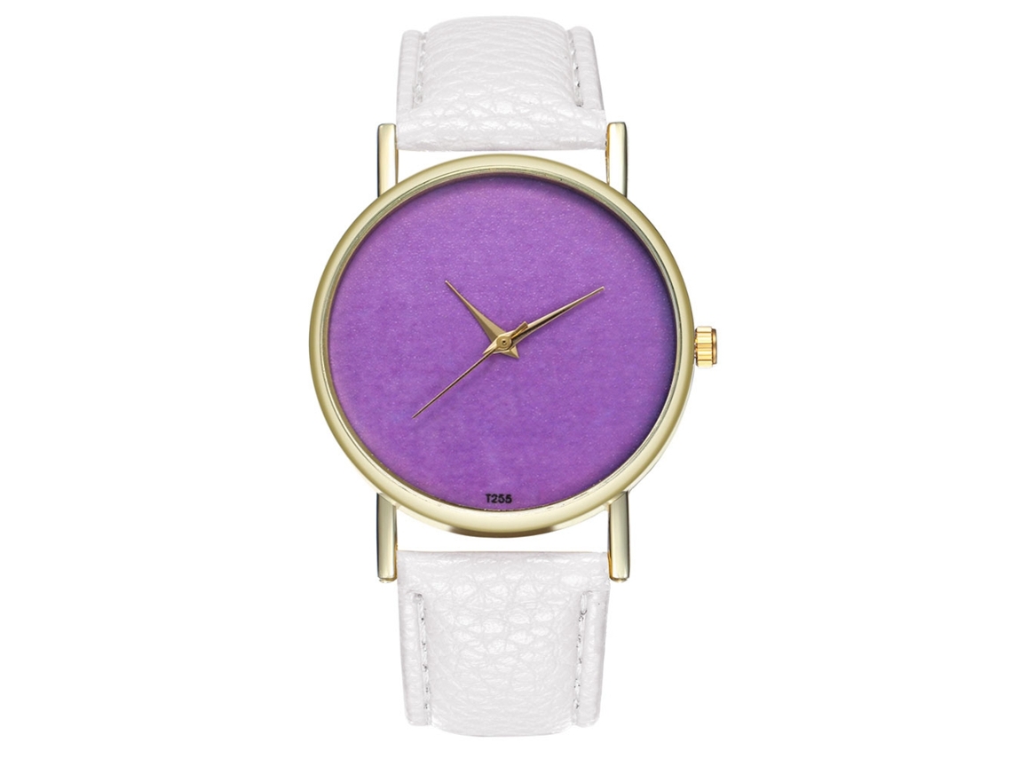 Relógio de Pulso Analógico de Dial Redondo Fashion com Movimento de Quartzo Branco