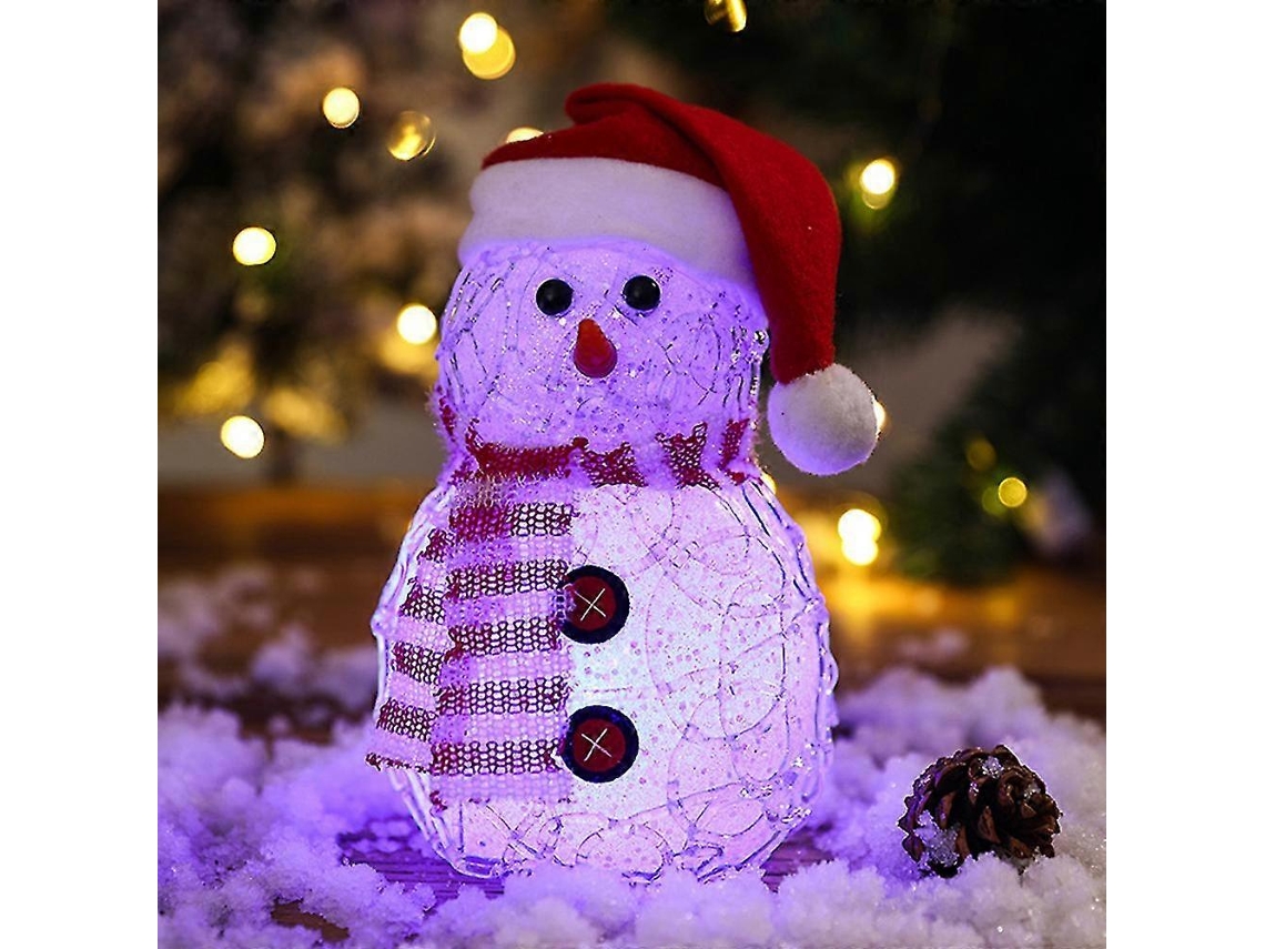 Ornamento De Natal Boneco De Neve Em Plástico Com Luz Led