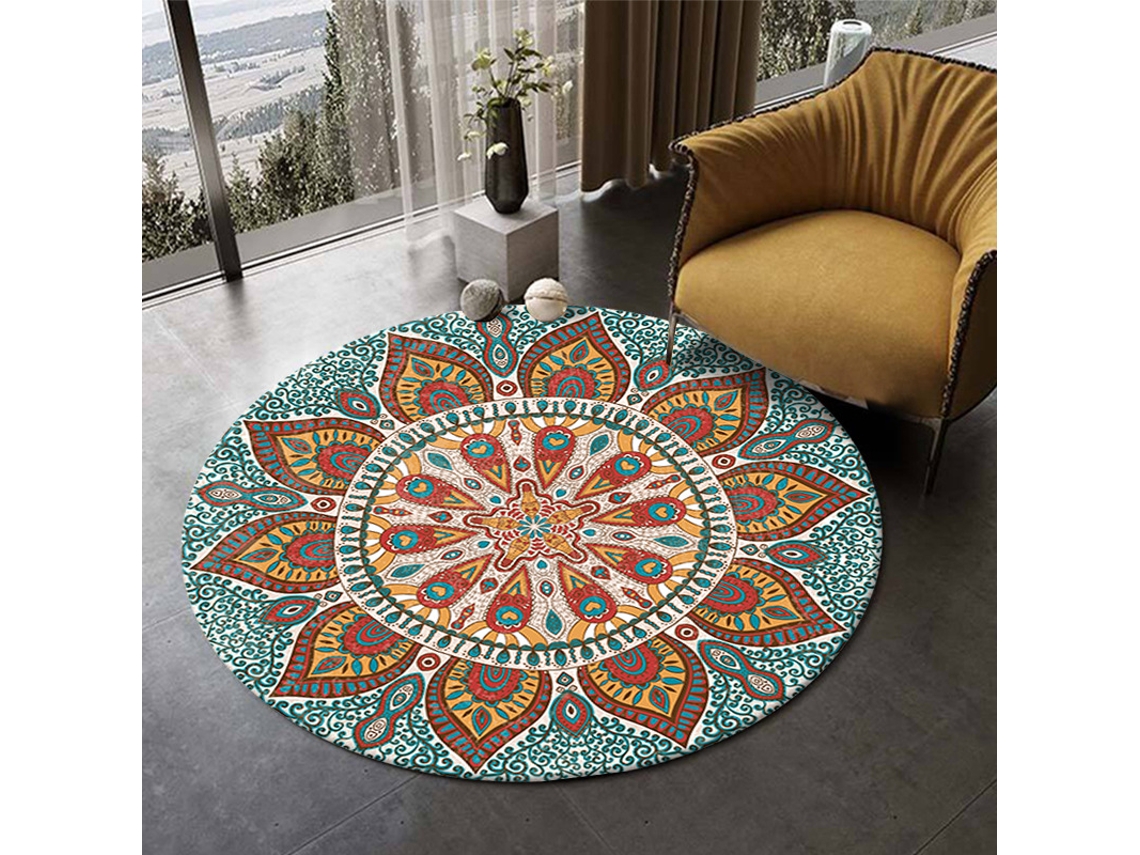 Tapete Redondo Mandala Boho Lavável