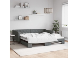 Vidaxl Sofá-cama Com Gavetão 100x200 Cm Tecido Cinzento-escuro