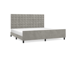 Conjunto 1 Estrutura De Cama Com Cabeceira Vidaxl Cinzeto Veludo (203 X 206 X 128 Cm)