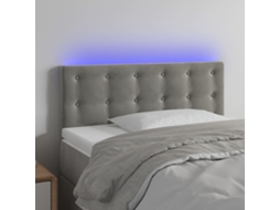Cabecero con luces LED, tela, 90x5x78/88 cm, gris claro