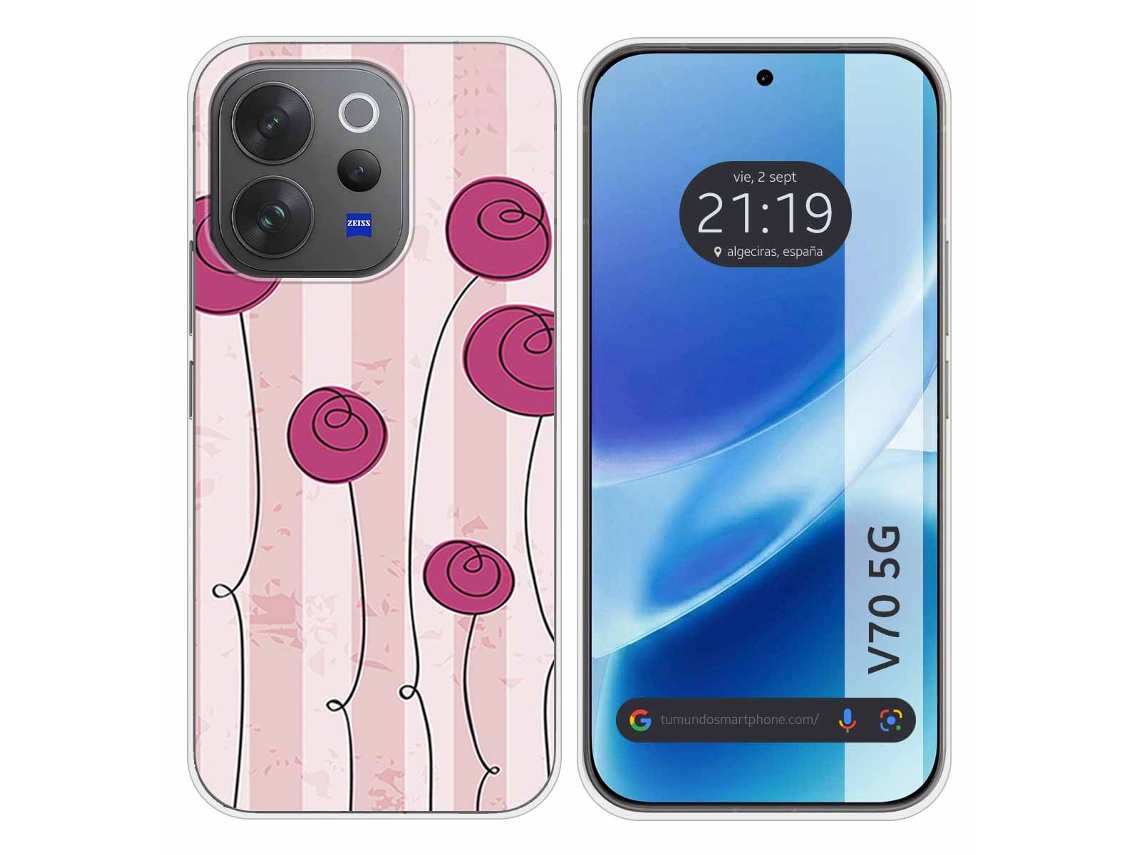 Capa Tumundosmartphone De Silicone Para Vivo V70 5g Com Estampa Floral Vintage