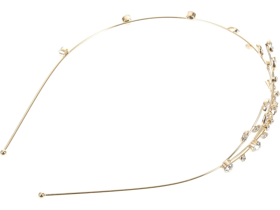 Tiara feminina elegante em tom dourado com delicados buquês, confortável e não pegajosa.