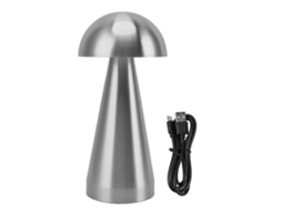 Rebe-lâmpada De Mesa Em Forma De Cogumelo Led Regulável 3 Temperaturas De Cor Sem Fio Recarregável Usb Moderna Para Quarto Sala Prata
