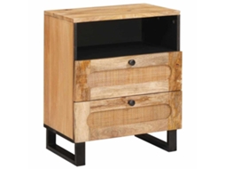 Conjunto 1 Armário De Cabeceira Vidaxl Castanho Madeira De Mangueira Maciça (50 X 33 X 62 Cm)