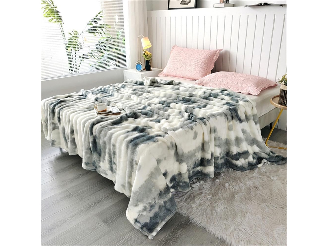 Manta Fansu Super Macia de Veludo com Estampa Tie dye Fofa Colcha Lençol Quente Inverno Pele Sintética 150x200