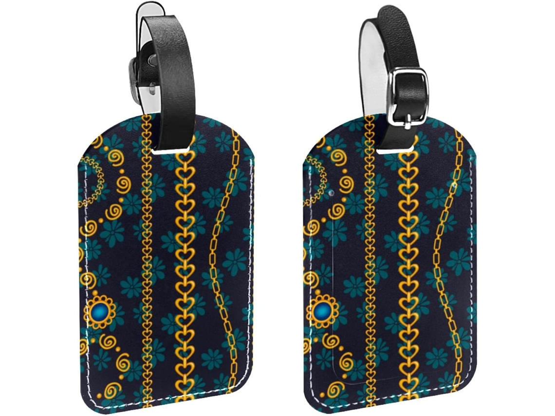 Conjunto De 2 Etiquetas Bagagem Em Imitação Couro Com Design Retrô