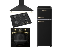 Pack Combinado Solthermic Fogão A Gás Sa022w Preto Forno Elétrico Preto Exaustor 60 Preto Frigorífico Retro 1,47 Preto