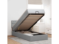 Estrutura cama otomana colchão 90x190 cm tecido cinzento claro
