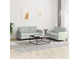 Vidaxl 2 Pcs Conjunto De Sofás Veludo Cinzento-claro