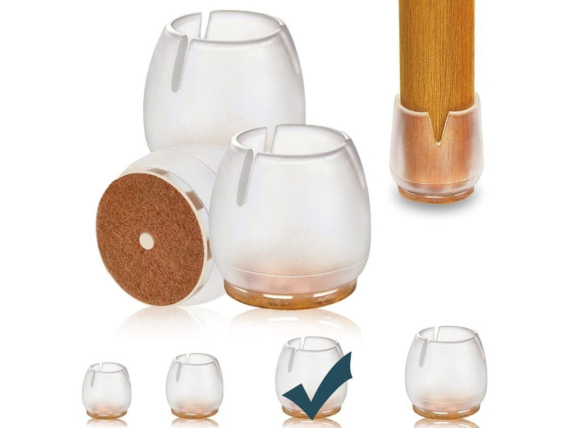 24 Protetores De Pata De Silla De Silicona Para Pisos Duros, Tamanho 25-29mm, Transparentes E Marrons