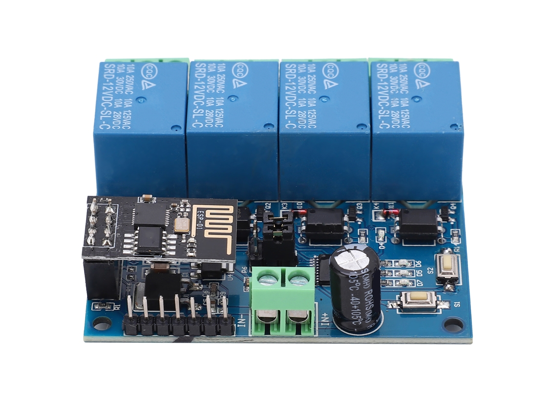 Módulo Relé Wifi 4 Vias 12v Esp8266 Controle Remoto Por App Celular Para Smart Home