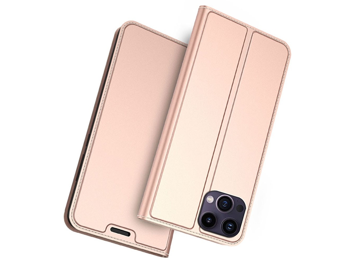 Capa Para Iphone 13 Pro Max Pele Sintética Magnética Com Porta-cartões Rosa