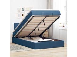 Vidaxl Cama Otomana Com Colchão Leds 120x190cm Tecido Azul