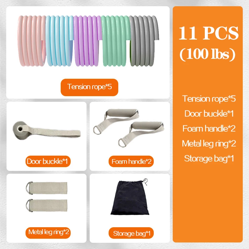 Conjunto De Faixas Elásticas De Resistência (100 Lbs, 11 Peças), Corda De Treinamento Para Ioga E Flexões