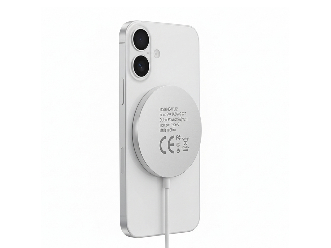 Mayaxess Carregador Para Iphone 16 Plus Magsafe Magnético 15w Branco
