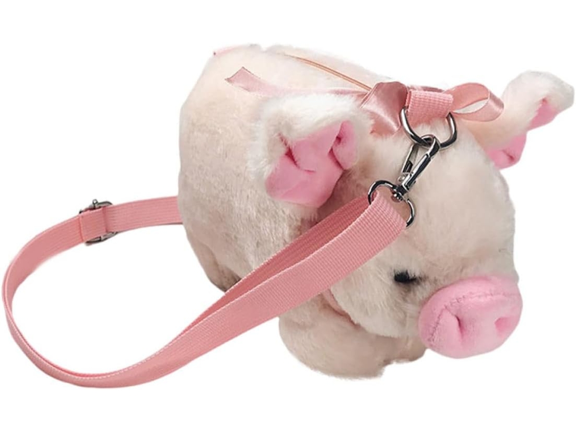 Bolsa De Ombro De Pelúcia Para Meninas, Porquinho Rosa, Leve, Portátil, Multiuso, Ideal Para Estudantes E Uso Diário.
