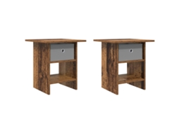 Conjunto 2 Mesa Moderna Vidaxl Castanho Derivados De Madeira (41 X 40 X 45 Cm)