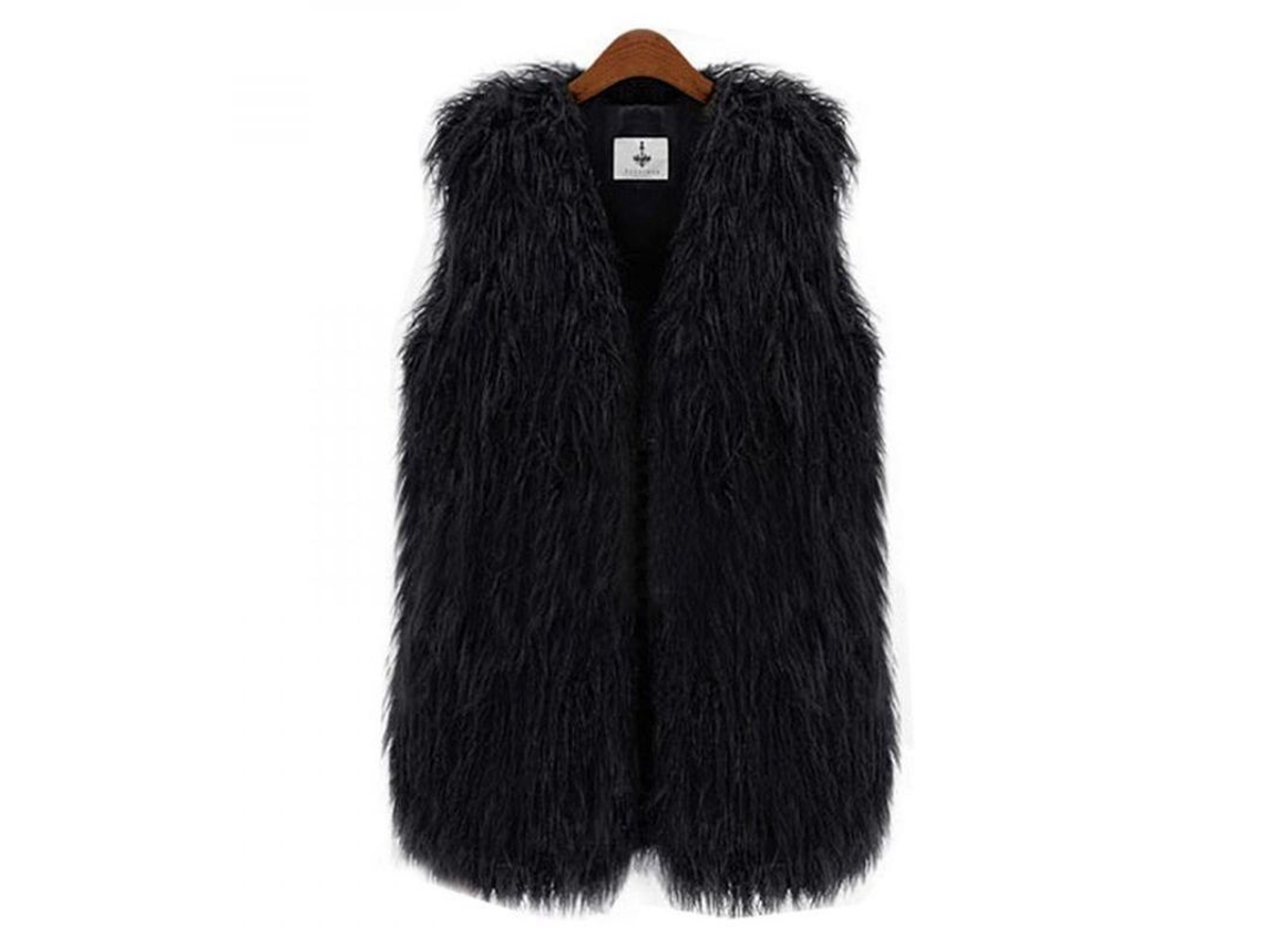 2026 chaleco de Pelo Falso Shaggy para Mujer Waistcoat Jacket Coat Gilet Tallas S 3xl 2xl Negro