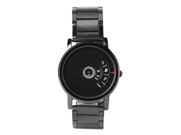 Reloj De Pulsera Quartz Empresarial Masculino Con Correa De Acero Inoxidable Redonda (negra)
