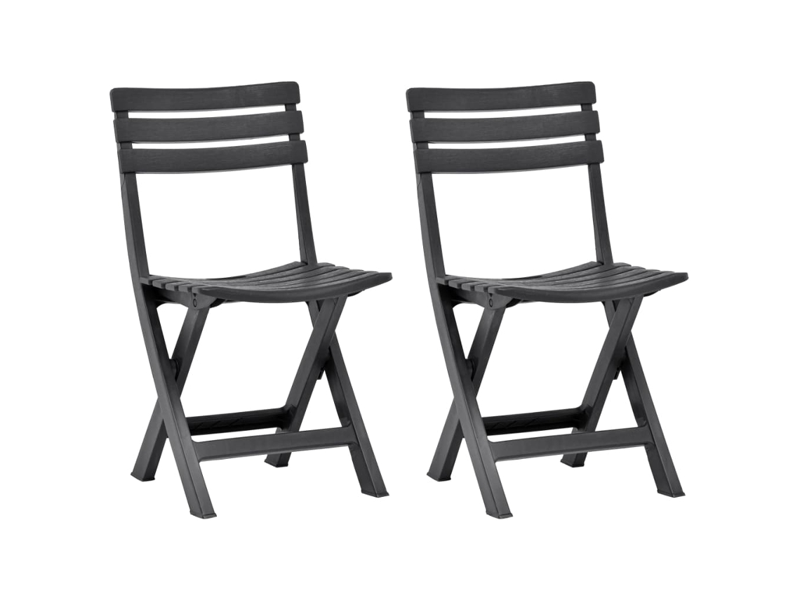 Vidaxl Conjunto De 2 Cadeiras Dobráveis De Plástico Na Cor Antracite.