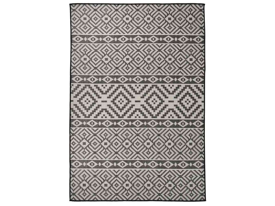 Vidaxl Tapete De Tecido Plano Para Exterior 160x230 Cm Riscas Pretas