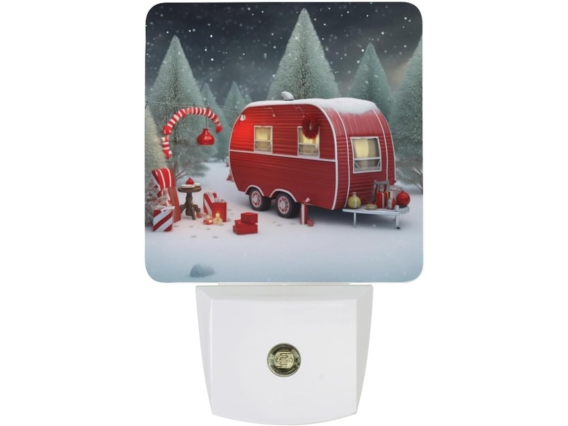 Luz Noturna De Parede Com Plugue, Luz Noturna Vermelha Caravana, Sensor Crepuscular, Luz Led Branca Quente, Lâmpada