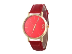 Reloj De Pulsera De Aleación Dial Redondo De Cuartzo Para Parejas Rojo