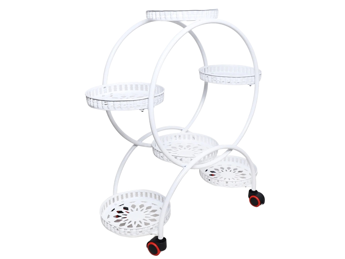 Suporte Para Plantas, 4 Andares, Portátil Com Rodas, Branco