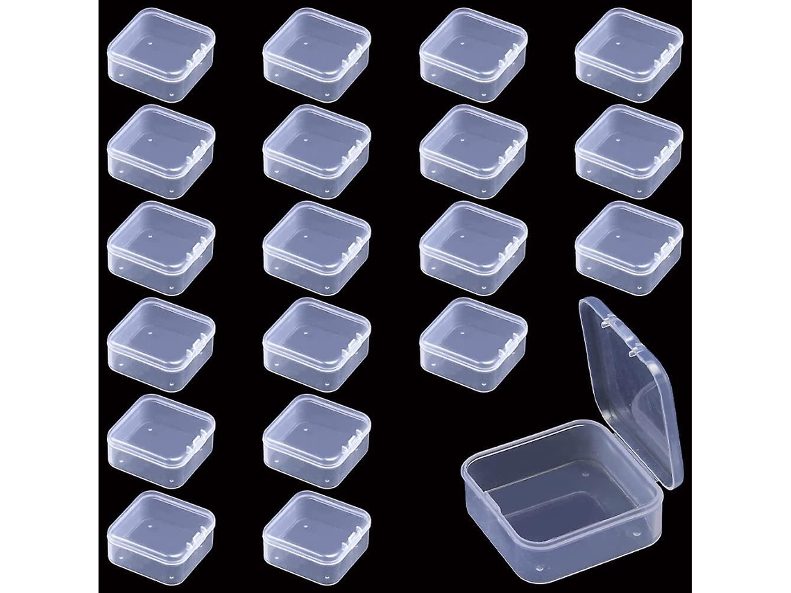 Conjunto De 20 Caixinhas De Plástico Transparente Com Tampa Quadrada, Ideais Para Guardar Miçangas, Bijuterias E Comprimidos. Brilvibera