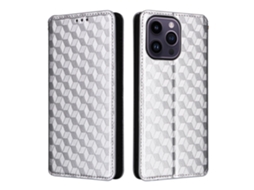 Capa Para Iphone 15 Pro Max Pele Sintética Prateado