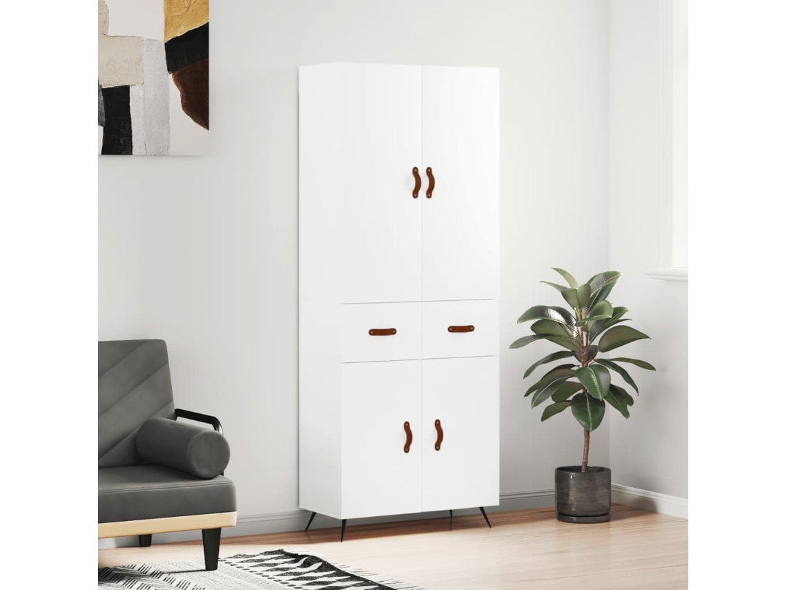 Vidaxl Armário Alto 69,5x34x180 Cm Derivados De Madeira Branco